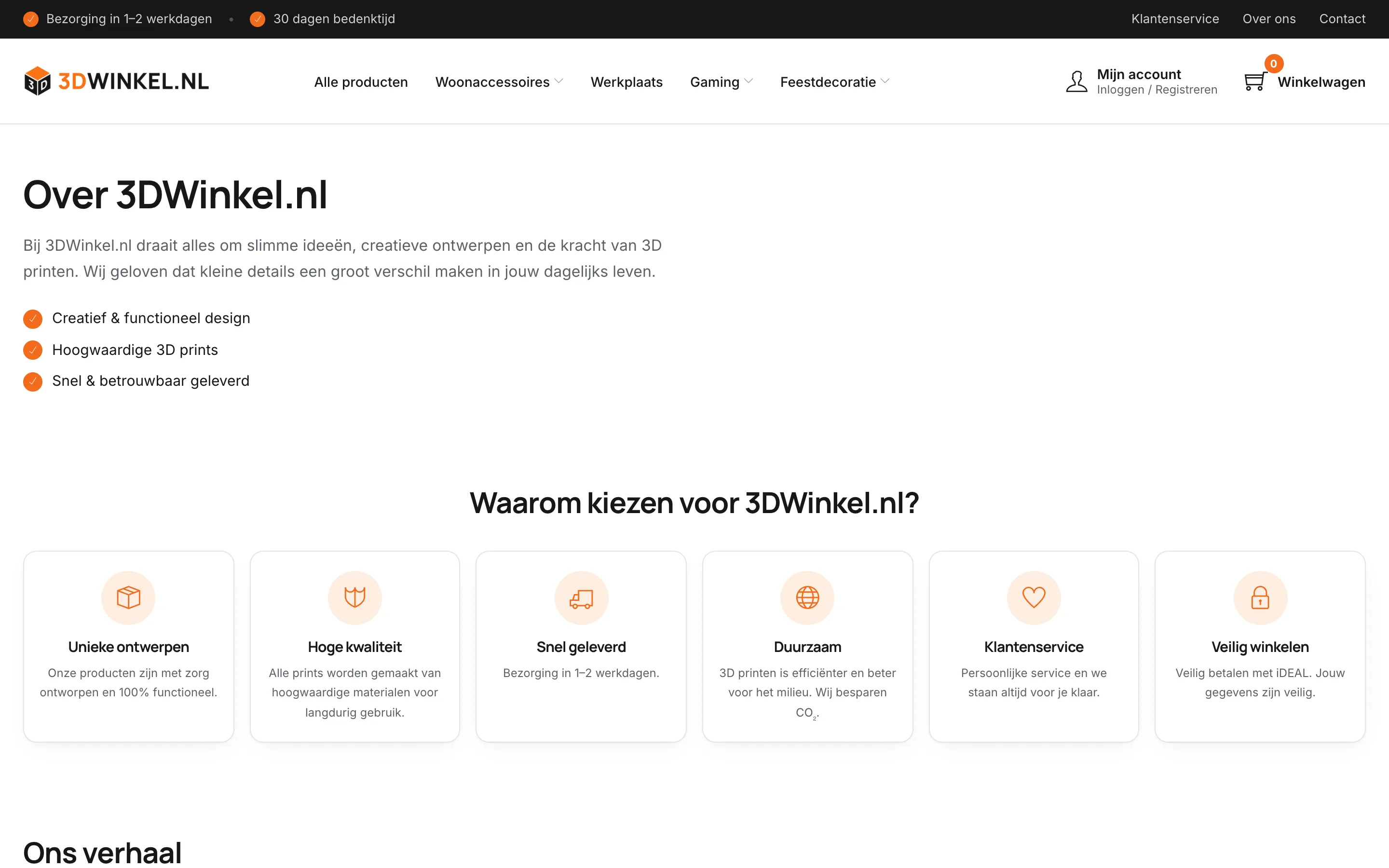 De over-onspagina van 3D Winkel