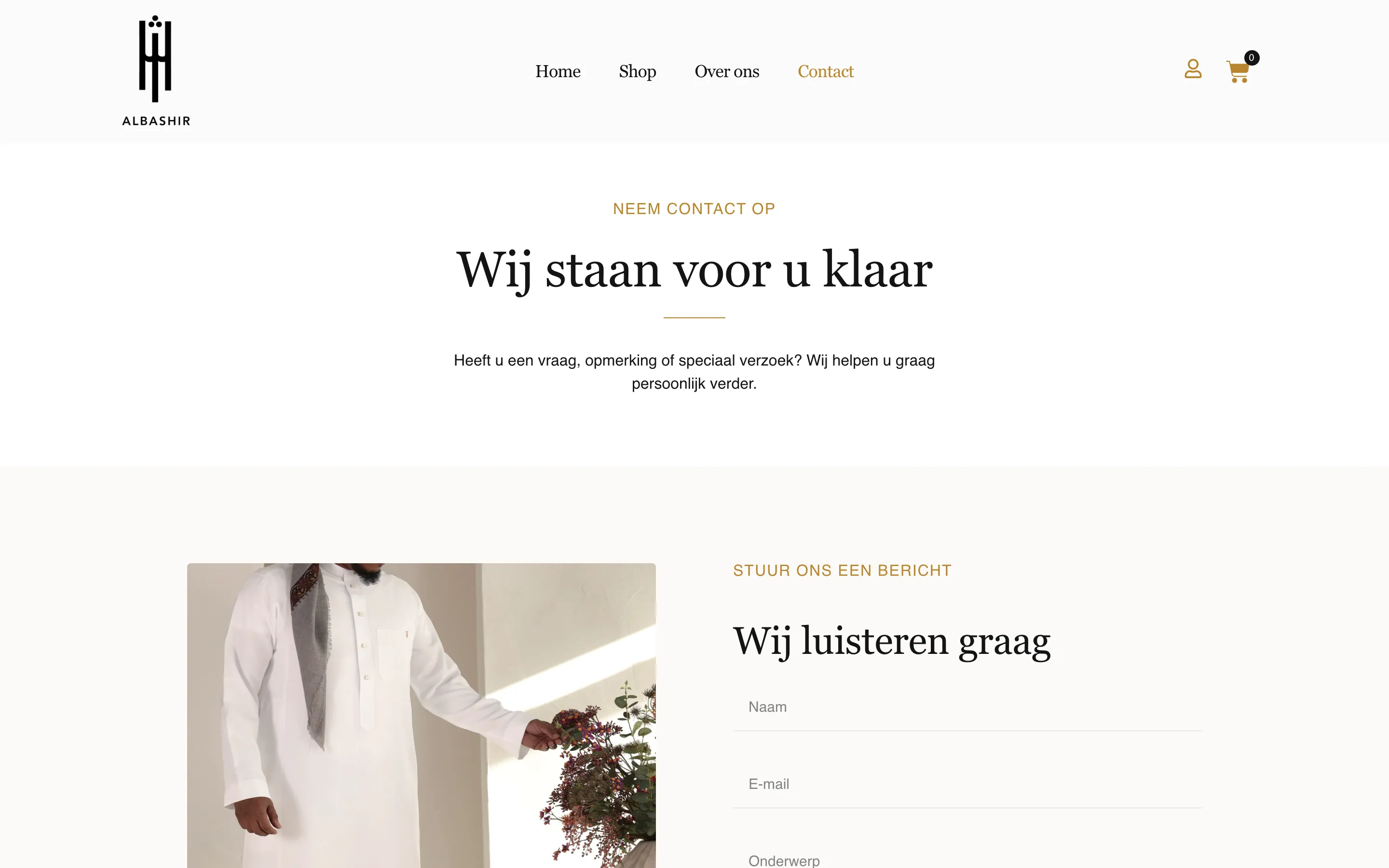 De contactpagina van Albashir