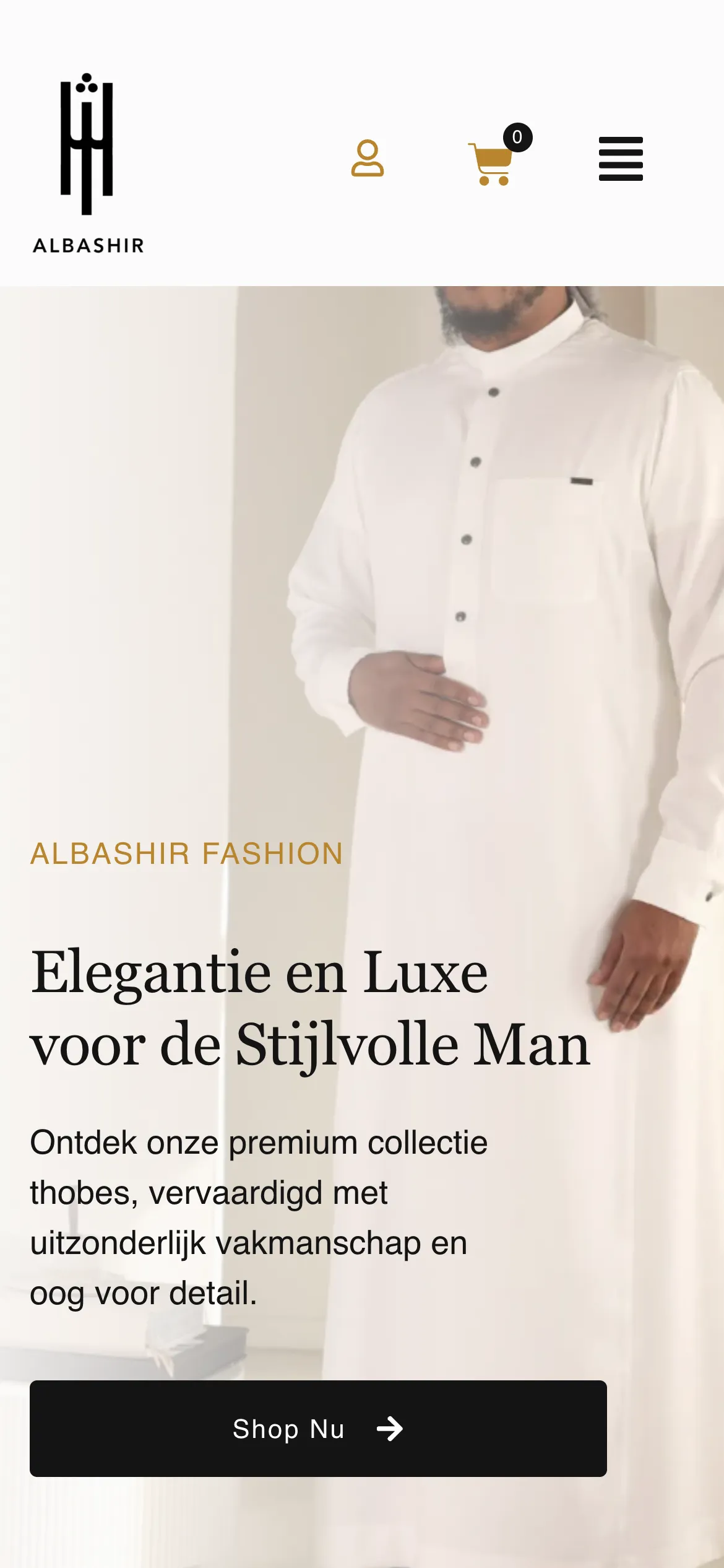 De webshop van Albashir op mobiel