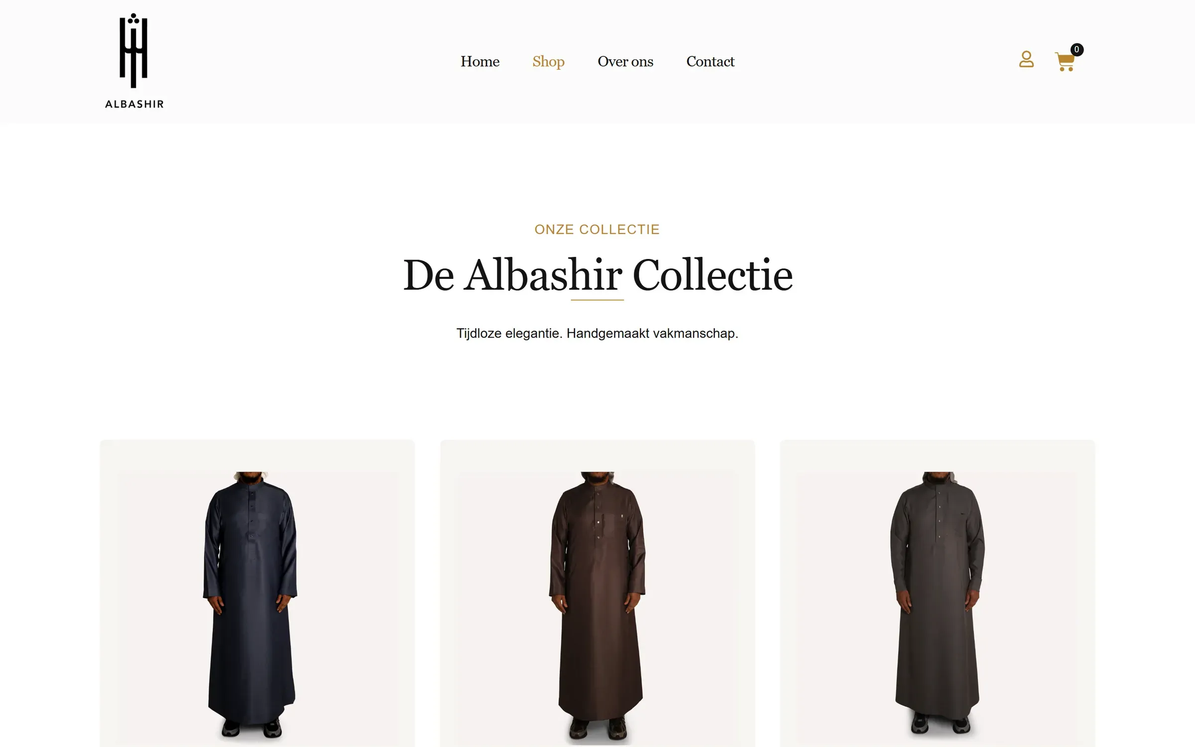 De collectie op albashir.nl: "De Albashir Collectie" met thobes in een raster