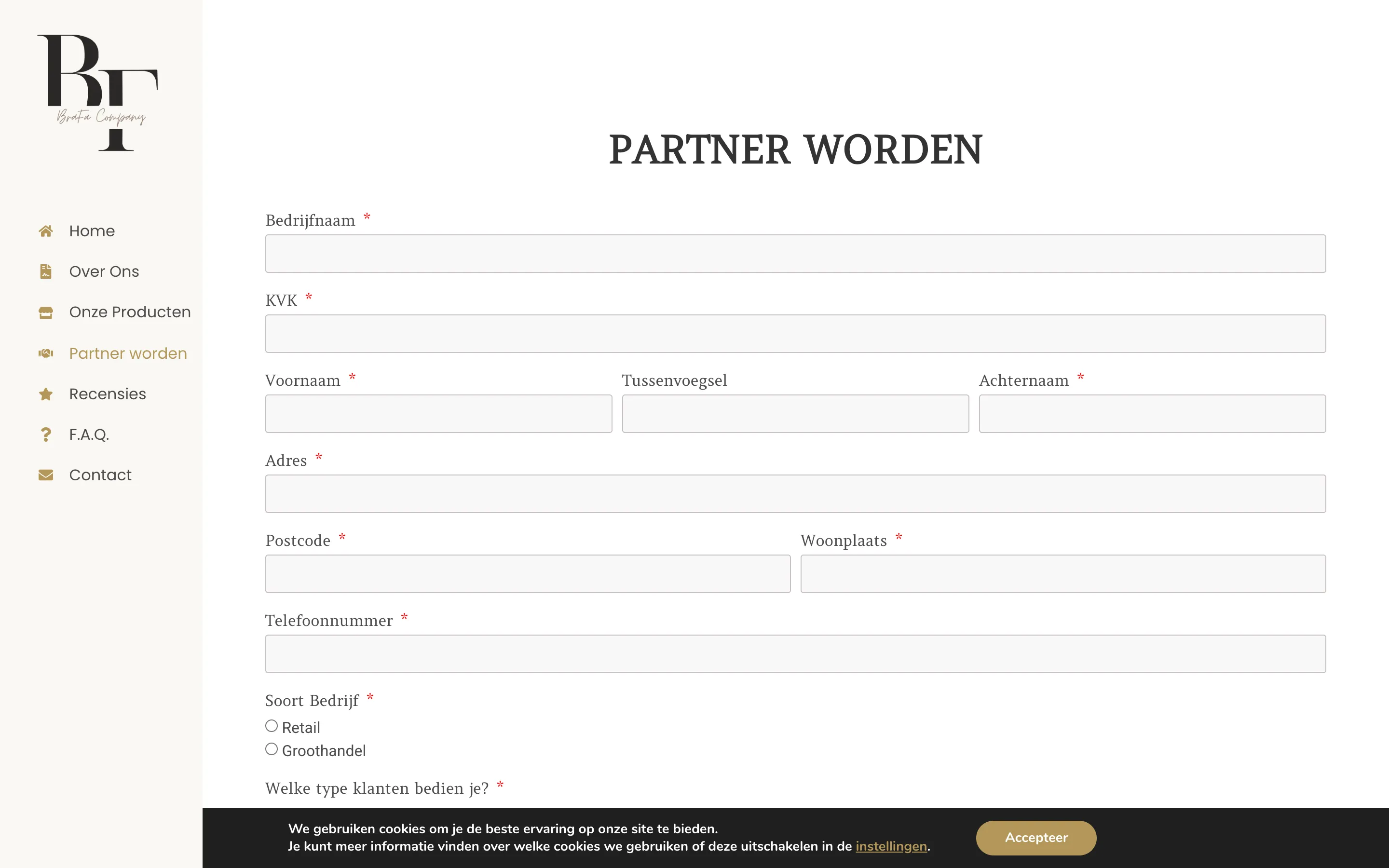 De sectie Partner worden van BraFa Company