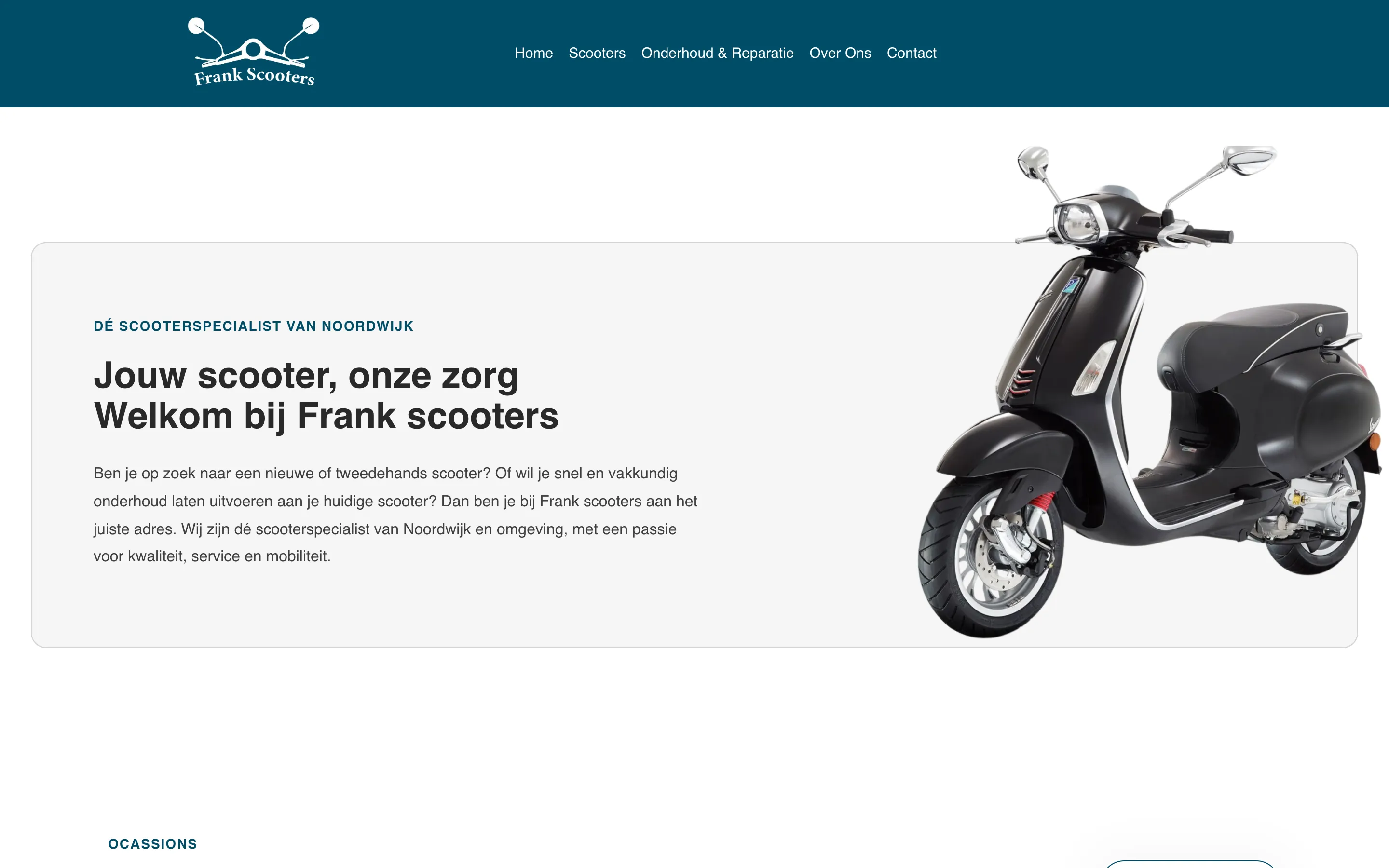 De website die RVD Webdesign maakte voor Frank Scooters