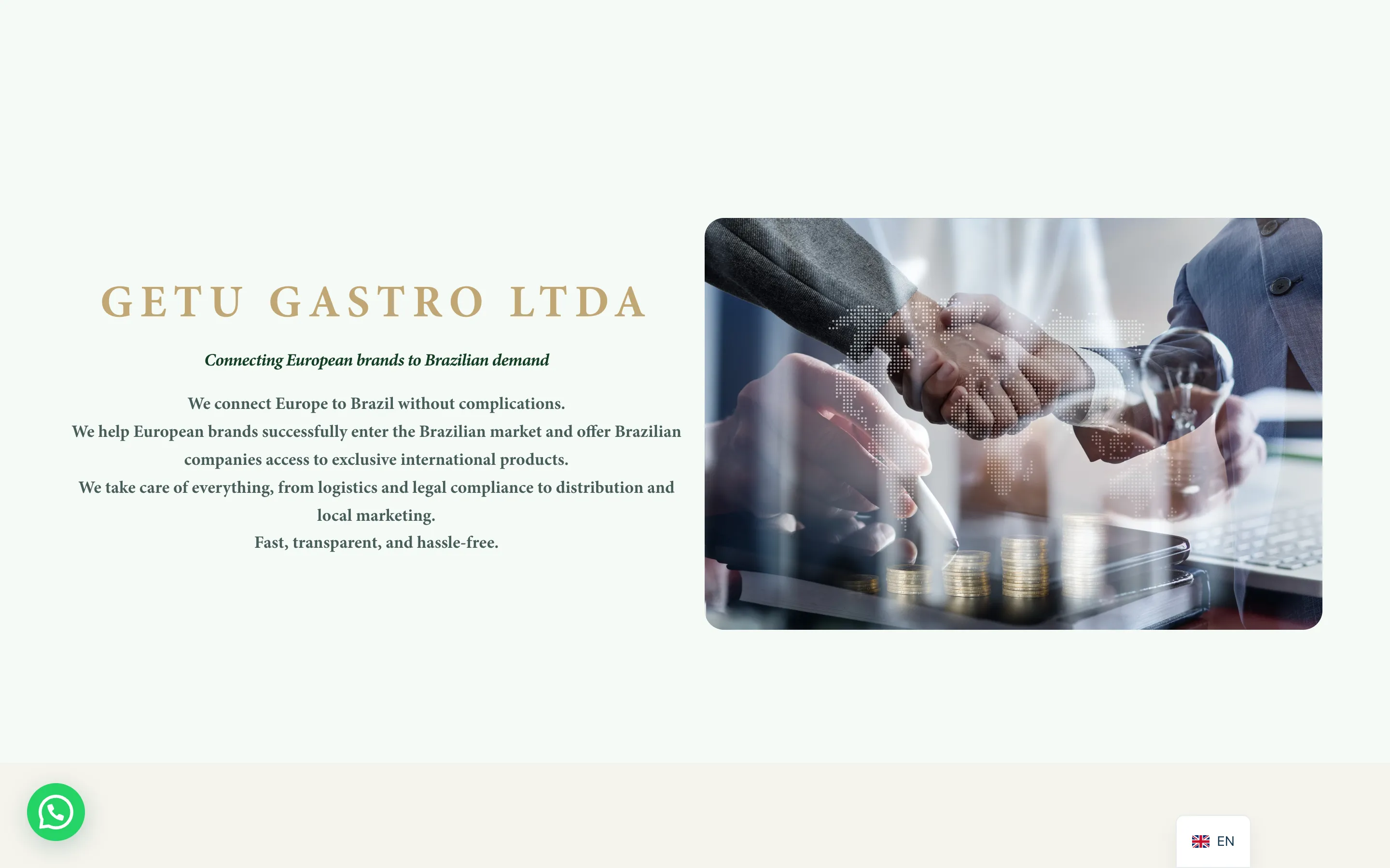 De Engelstalige versie van de Getu Gastro-website