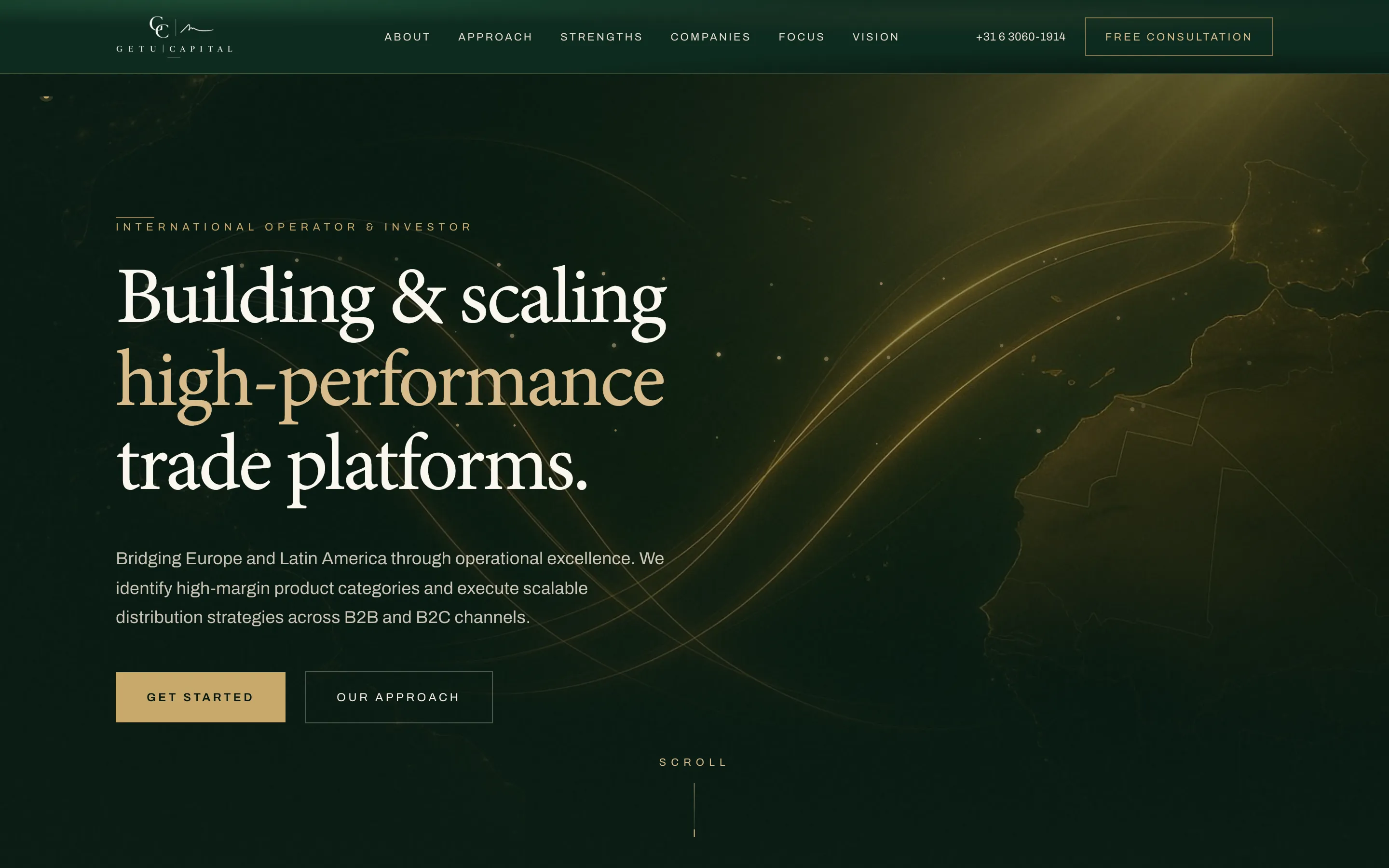 De website die RVD Webdesign maakte voor Getu Capital