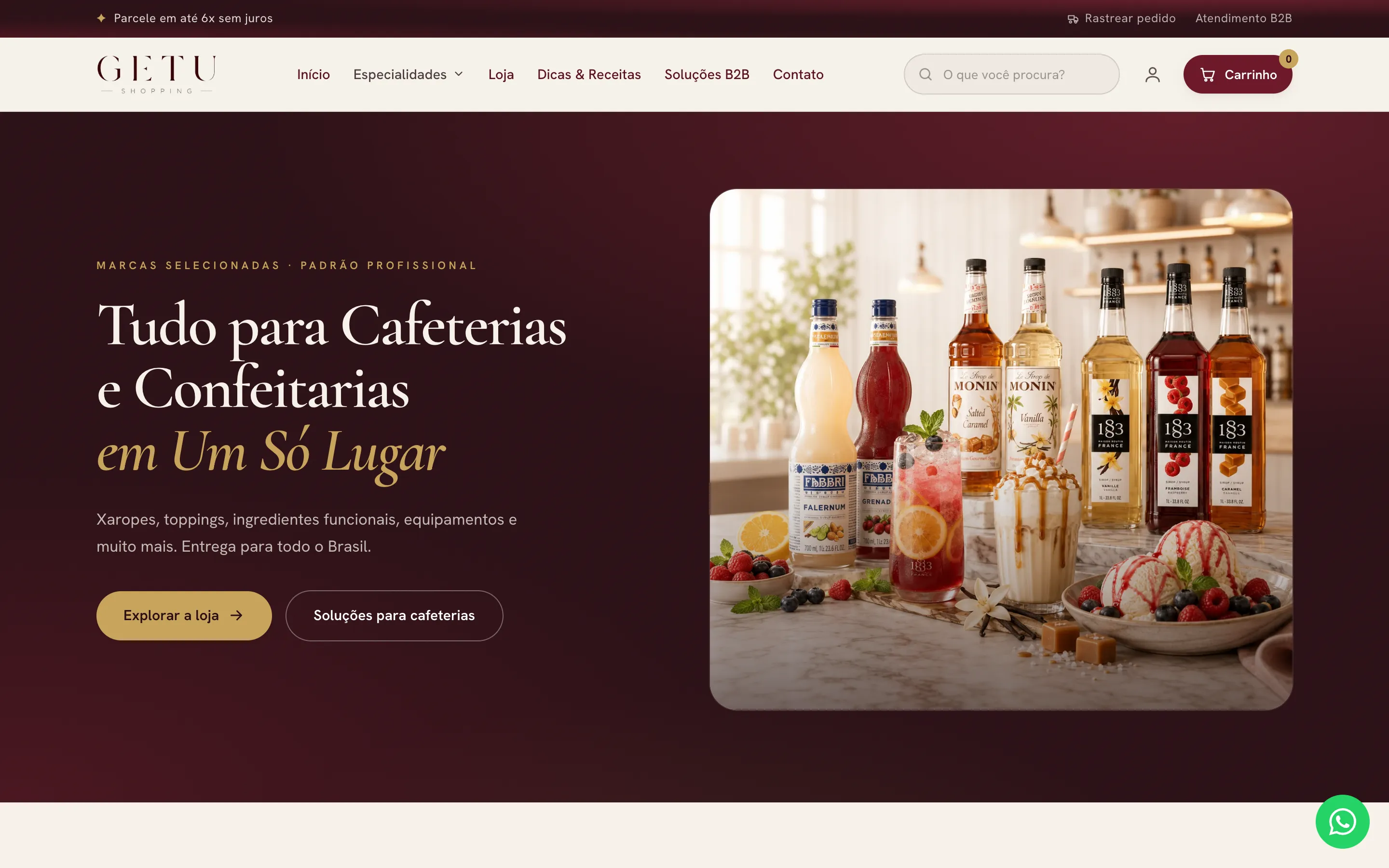 Screenshot van de website van Getu Shopping