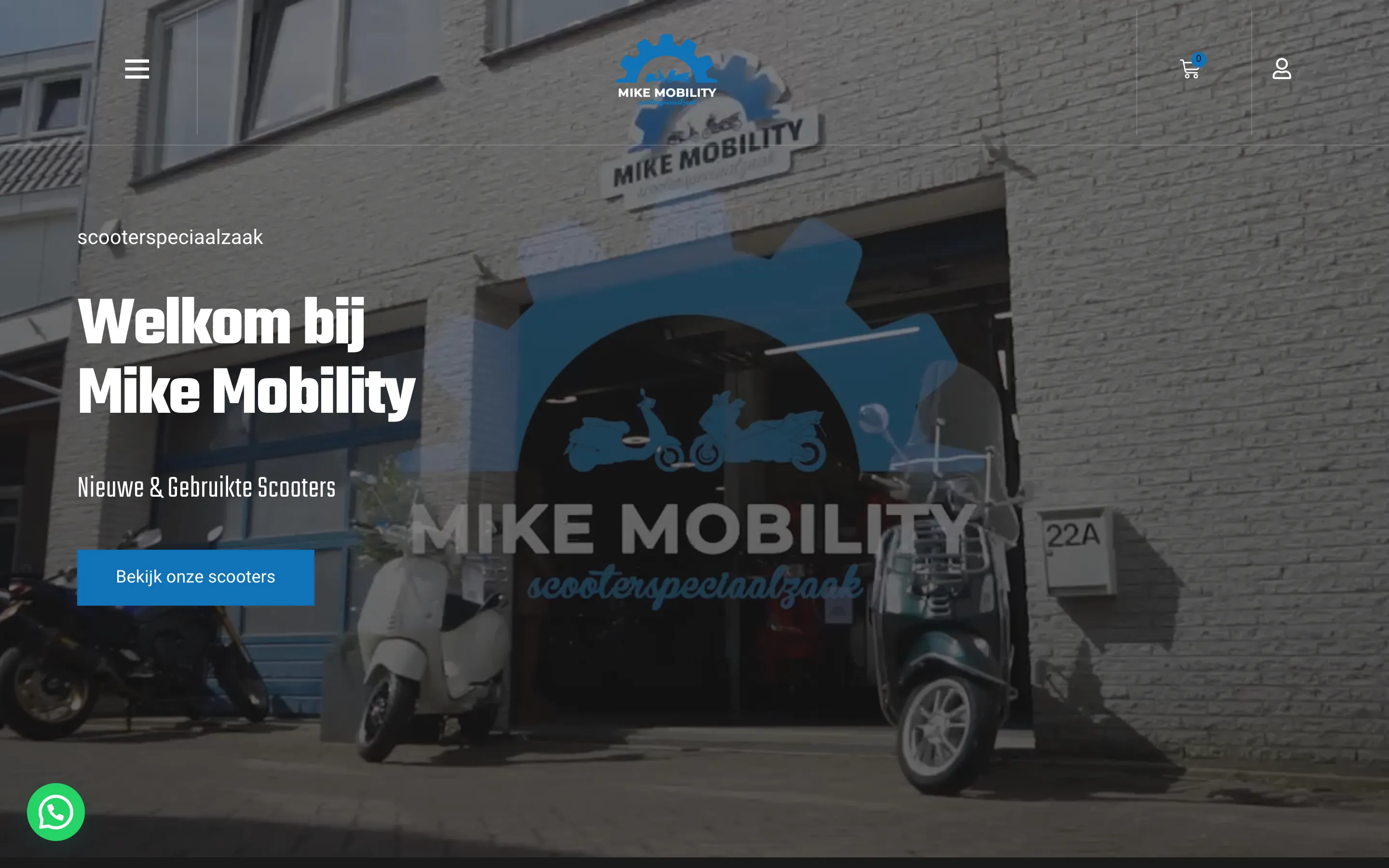 De website die RVD Webdesign maakte voor Mike Mobility