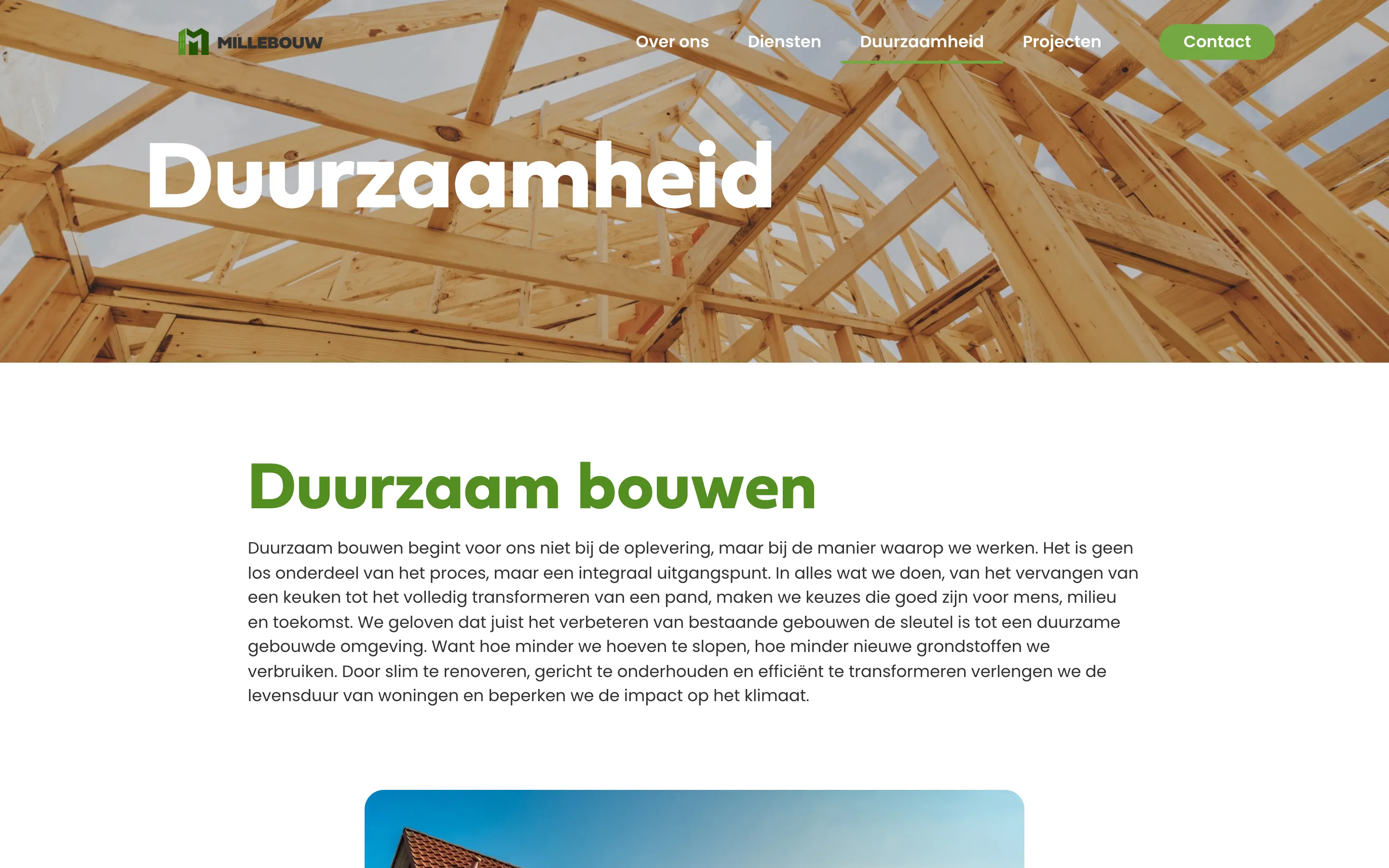 De duurzaamheidspagina van Millebouw