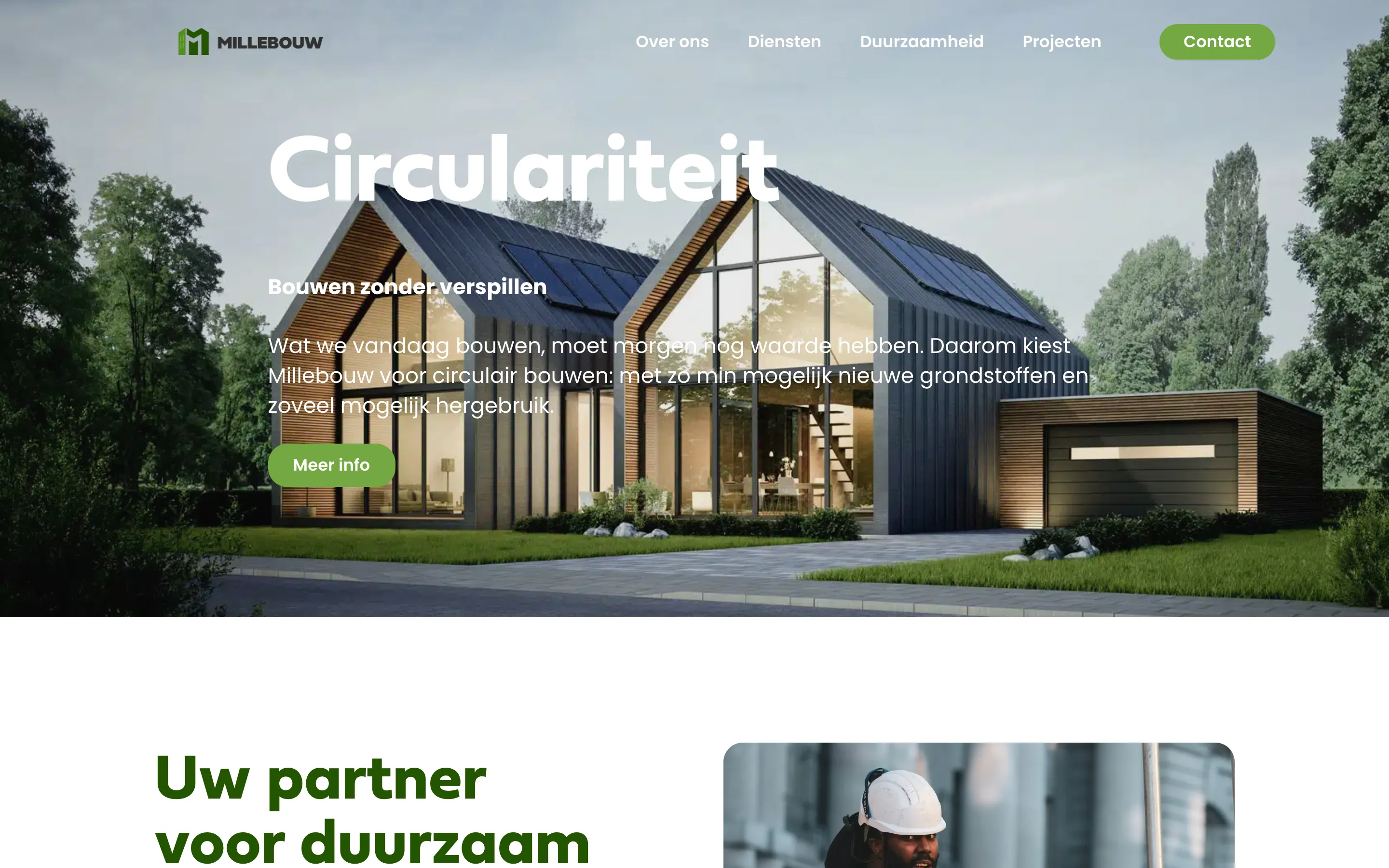 Screenshot van de website van Millebouw