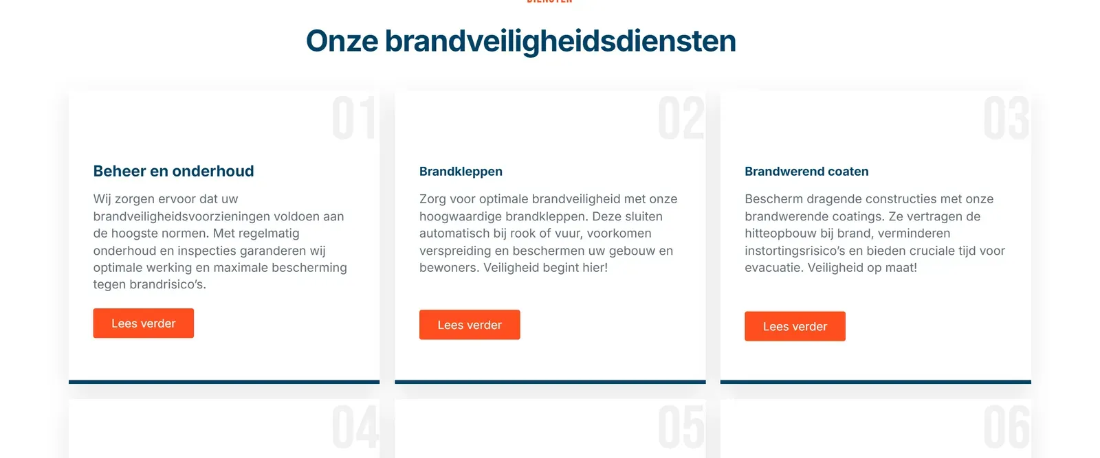 Onze brandveiligheidsdiensten: negen dienstkaarten