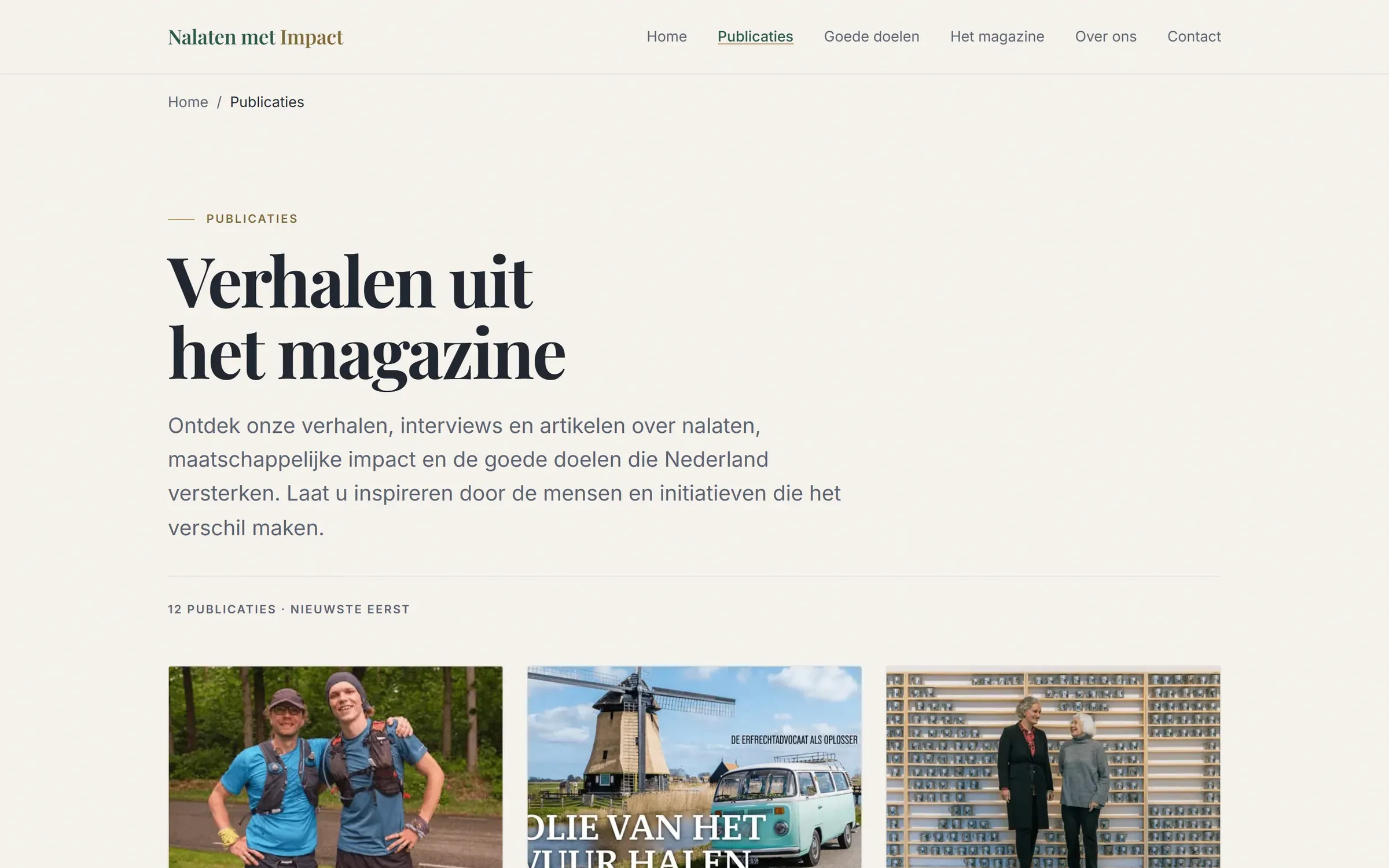 Publicaties op nalatenmetimpact.nl: "Verhalen uit het magazine", 12 publicaties, nieuwste eerst