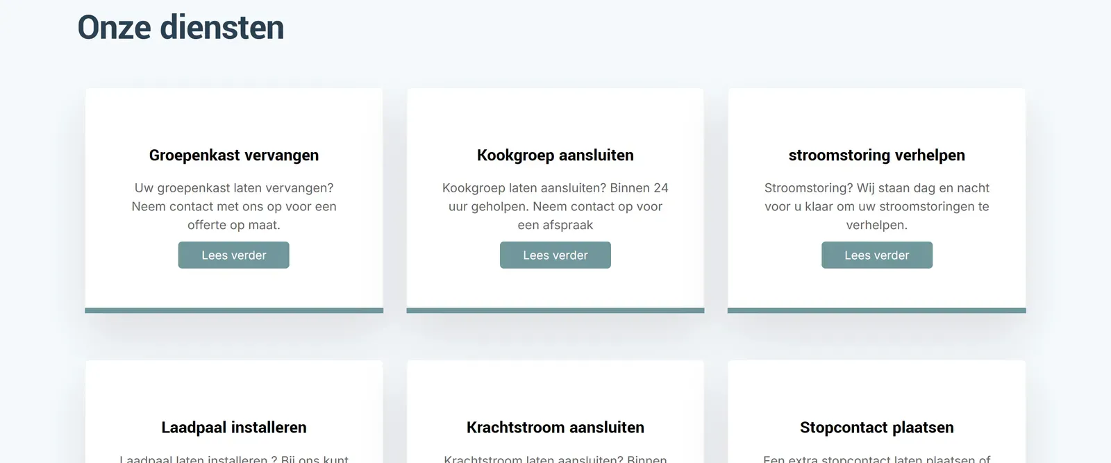Onze diensten op rotechniek.nl: zes dienstkaarten